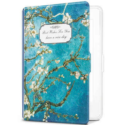 

Natusun K5-08 Адаптация Kindle 958 Case / Case Kindle Paperwhite1 / 2/3 Электрическая бумажная книга Спящий кожаный чехол Белая раковина - Van Gogh Apricot