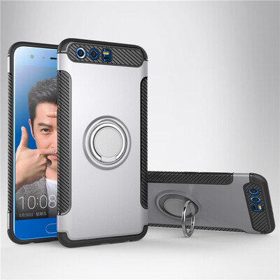 

Fecoprior Back Cover For Huawei Honor 9 Honor9 Case Car Holder Stand Hard PC Silicon Ring Suction Bracket Celulars