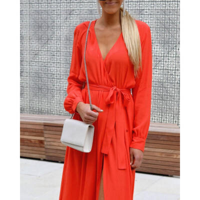 

NEW Women Holiday Long Sleeve Ladies Maxi Long Summer Club Beach Dress Size -XL