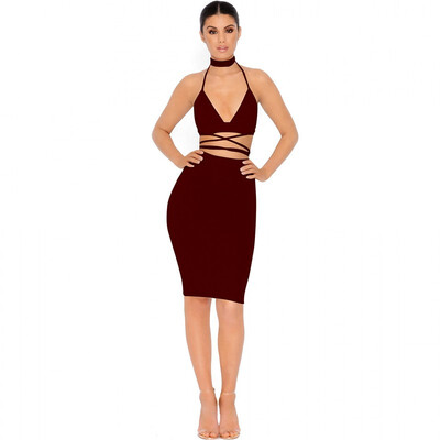 

Sexy Shiny Strap Dress Set Crop Tops Slim Hip Mini Dress Women Party Nightclub Lace-up Bandage Bling Lady Cloth