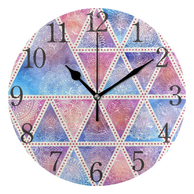 

Wall Clock Floral Triangle Pattern Round Wall Clock Arabic Numerals Design