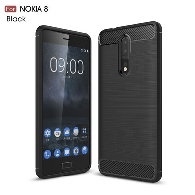 

Fivice Nokia 8 case Luxury brushed carbon fiber TPU soft shell