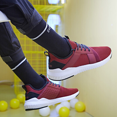 

Hongxing Erke mens shoes casual shoes lightweight mesh wear non-slip mens sports shoes 51118320224 coral deep red 40