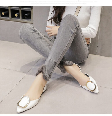 

Add fleecy add thick jeans female 2018 autumn winter new Korean version thin high waist stretch outside wear leggings small feet