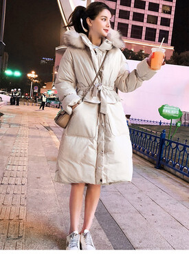 

Winter high-grade fabric long hooded big fur collar down jacket cotton clothing women 90233