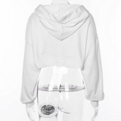 

Womens Crop top Hoodie Sweatshirt Hooded Jumper Sweater Pullover Tops Coat