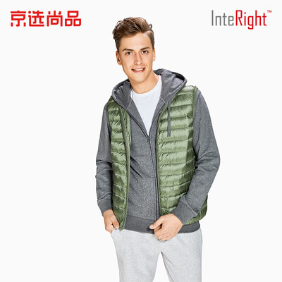 

INTERIGHT 90 white duck down mens stand collar ultra light portable down vest army green M code