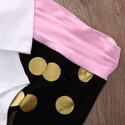 Newborn Baby Girls T-shirt RomperPantsHatHeadband 4PCS Outfits Clothes Set