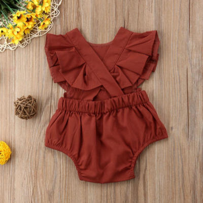 

Newborn Infant Baby Girl 0-12M Romper Jumpsuit Beach Wear Flying Sleeves