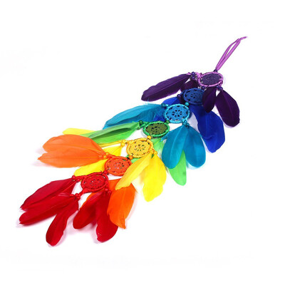 

UpperX Dream Catcher Traditional Handicrafts Dream Catcher Hanging Feathers Ornament with 7 Rings Wall Hanging Gift