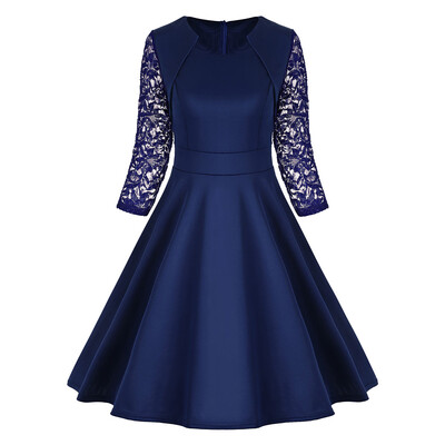 

Lace Trim Work Vintage A Line Dress