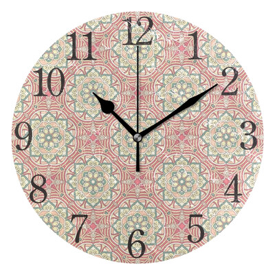 

Wall Clock Bohemian Floral Round Wall Clock Arabic Numerals Design