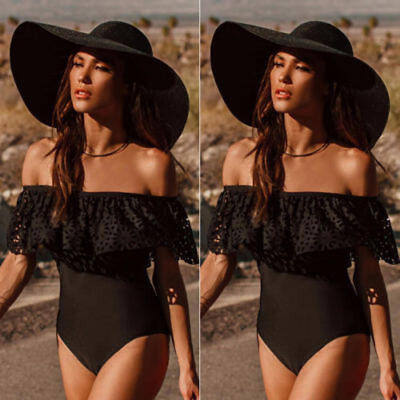 

Womens Lace One Piece Off Shoulder Bikini Swimwear Push up Bra Quality Swimsuit