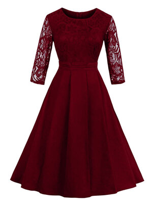 

Vintage Lace Insert Fit&Flare Dress