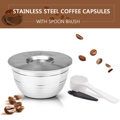 

Coffee Capsules Refillable Pods Refillable Coffee Capsules Stainless Steel with Spoon Brush for UCC DP1-CN W Machines