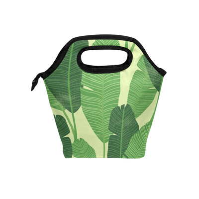 

Lunch Bag Tote Bag Green Leaves Travel Picnic Organizer Lunch Holder Handbags Lunch Bag Box