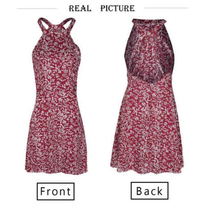 

Womens Floral Party Cocktail Mini Dress Ladies Summer Sleeveless Skater Dresses
