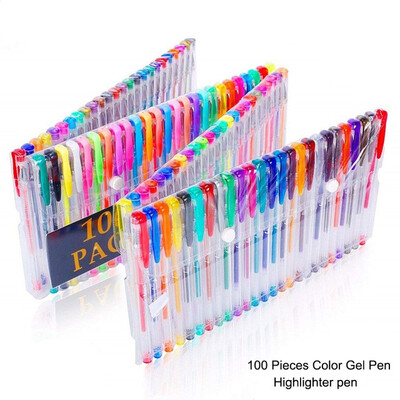 

100 pieces Colorful gel Pen Set Glitter Neon Metallic Drawing Graffiti Pens Sketching Painting School Office Supplies for Kids