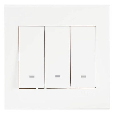 

Schneider switch socket switch panel three open single control switch with fluorescent indicator switch excellent series white