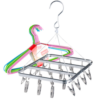 

【Jingdong Supermarket】 Youhao drying racks 20 folder aluminum alloy drying racks stainless steel drying racks to send 20 loaded incognito twisted dip hanger