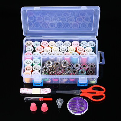 

Mixed Colors 32 Thread Bobbins 32 Thread Spools Sewing Accessories Supplies Kit with Measuring Tape Sewing Needles Storage Case