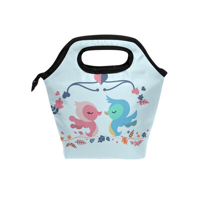 

Lunch Bag Bird Lover 2 Tote Travel Picnic Insulated Handbags Portable Zipper Lunch Bag Box