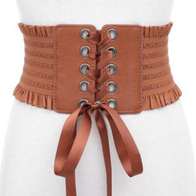 

Women Fashion Stretch Belt Tassels Elastic Buckle Wide Dress Corset Waistband B1