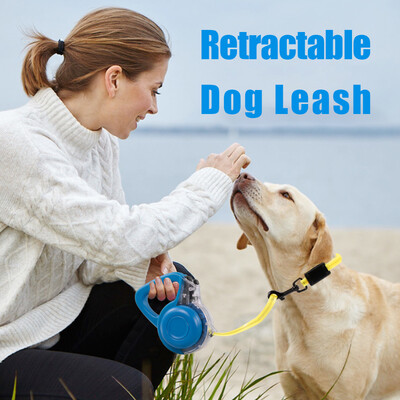 

Retractable Dog Leash 68ft with LED TPU Nylon Ribbon Anti-Slip Handle Strong One-Handed Brake Lock with Battery