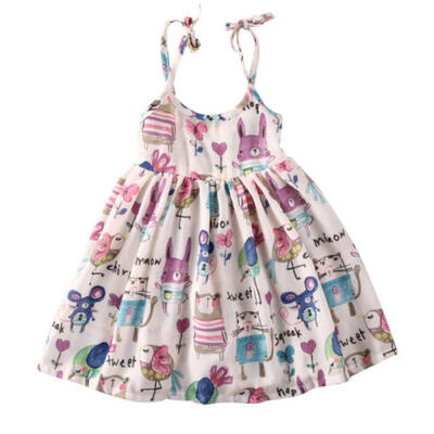 

Cartoon Graffiti Toddler Baby Girl Princess Dress Summer Party Dress Size 1-6 Y