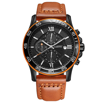 

OCHSTIN Top Luxury Military Style Luminous Quartz Men Watch Genuine Leather Water-Proof Chronograph Casual Wristwatch Masculino Re