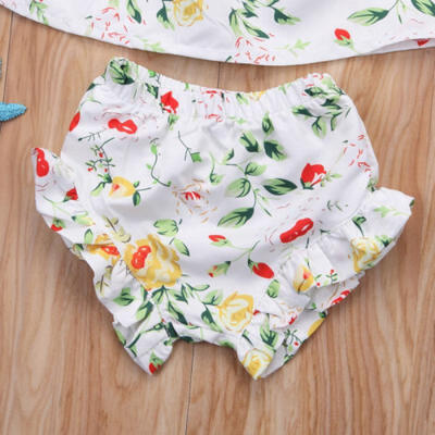 

Toddler Infant Baby Girls Floral Off Shoulder Tops Pants Shorts Outfits Clothes