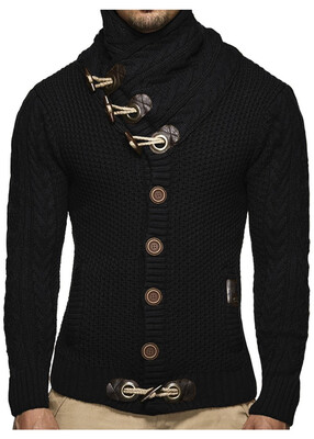 

Vintage Plain Turtleneck Button Mens Sweater
