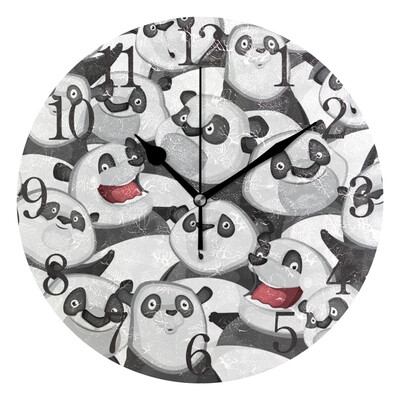 

Wall Clock Arabic Numerals Design Pandas Pattern Round