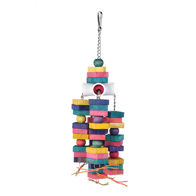 

32cm126" Colorful Pet Bird Chewing Toy Parrot Cage Knots Block Natural Wood
