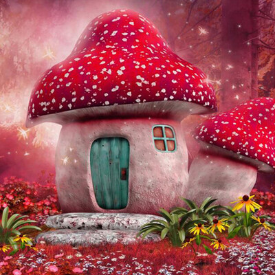 

UpperX Full 5D Diy Diamond Painting Cross Stitch "Mushroom House" 3D Diamond Embroidery Rhinestone Mosaic Decor Paintings