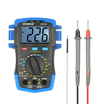 

HoldPeak Backlight LCD Display Digital Multimeter DCAC Voltage Current Meter Resistance Temperature Battery Test Diode Continuity