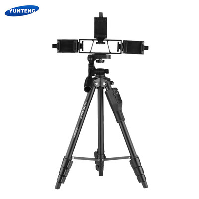 

YUNTENG VCT-6808 Multi-functional Tripod for Phone with 3 Phone Holders Portable Aluminum Alloy 4-Section Telescoping Tripod with