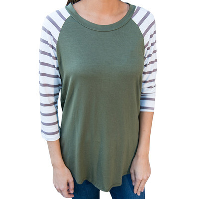 

Stripe Stitched Round collar T-shirt