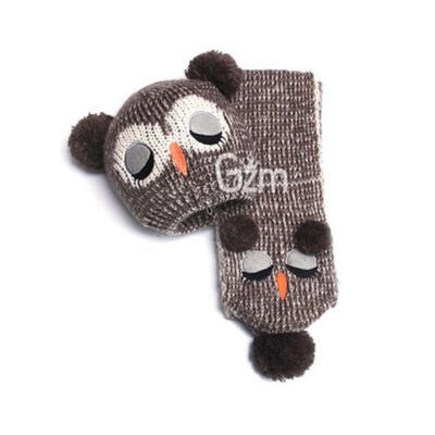 

Baby Thickening Winter Warm Hats Scarf Set Children Kids Cap Earflaps Knitted