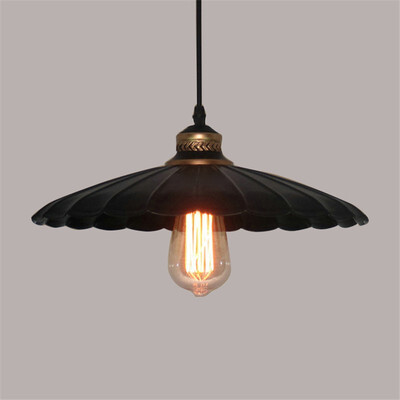 

Baycheer HL486935 Industrial Style Single Pendant Lamp 984"Wide Scalloped Shade in Black