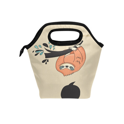 

Insulated Lunch Tote Bag Brown Sloth Travel Picnic Lunch Handbags Portable Zipper Lunch Bag Box