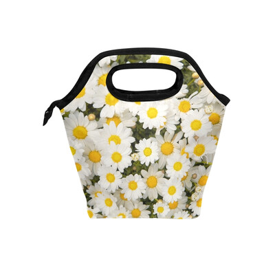 

White Daisy Lunch Bag Tote Bag Travel Picnic Organizer Lunch Holder Handbags Lunch Bag Box