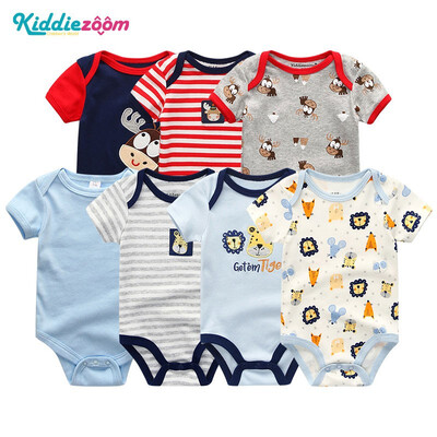 

7PCSLot Print Cartoon Baby Girls Clothes Bodysuits Clothing Sets Baby Boy Clothes Cotton Newborn Rompers Short Sleeve Babywear