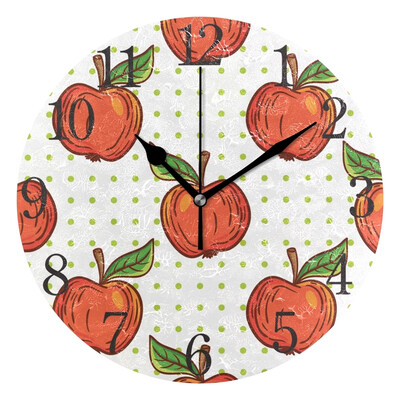 

Wall Clock Arabic Numerals Design Apple Pattern Round