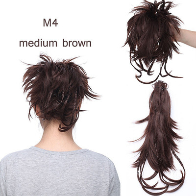 

Messy Bendable Claw on Ponytail Hairpiece Clip in Jaw with 3 Bendable Metals Synthetic Straight Fluffy Hair Extension Updo braids