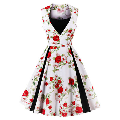

Vintage Floral Print Fit&Flare Party Dress
