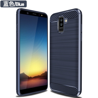 

Fivice Samsung A6 PLUS case Brushed carbon fiber silicone anti-fall soft shell phone case