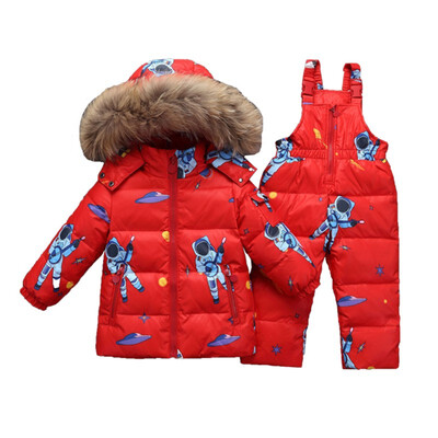 

2018 Winter warm down jacket for baby girl clothes child clothing sets boys parka real fur coat kids snow wear infant overcoat