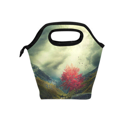 

Red Tree Lunch Bag Tote Bag Travel Picnic Organizer Lunch Holder Handbags Lunch Bag Box