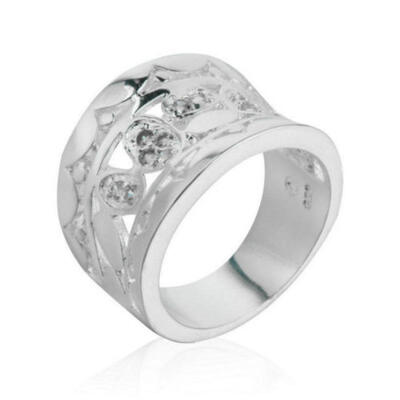 

Elegant women Lady Silver Jewelry Plated Crystal Engagement Wedding Party Ring